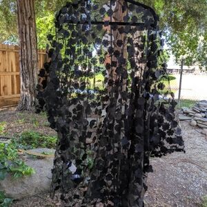 Black Sheer Floral Kimono